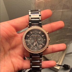 Michael Kors Black and Gold Crystal Watch